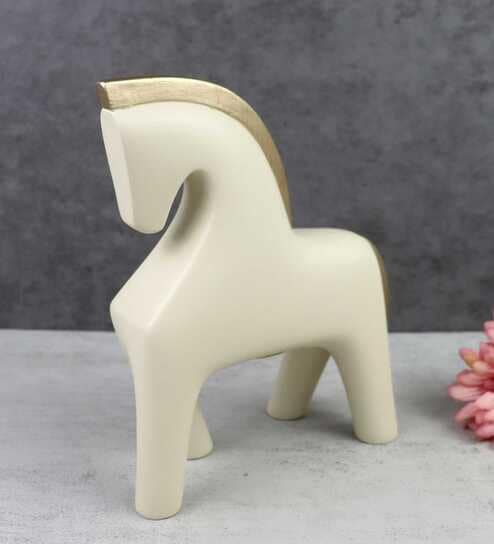 Golden Whisper White Horse Resin Artifact (White)