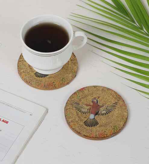 Golden Wings Bird-Design Coaster (Set of 2)