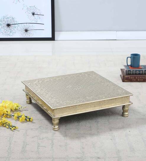 Gold Golden Wooden Chowki