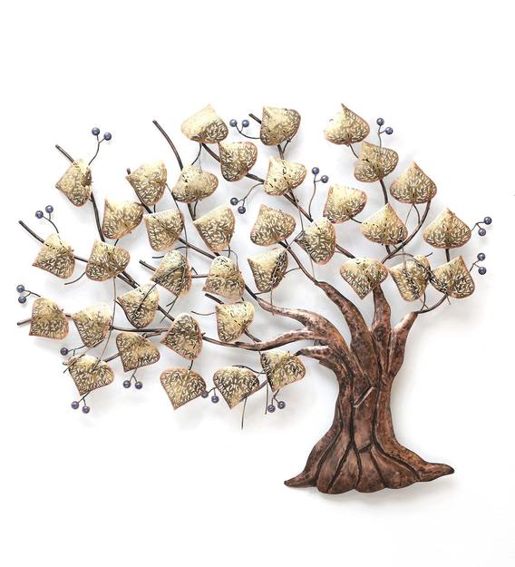 Buy Gold Metal Decorative With Led Wall Art by Awesome Online - Floral