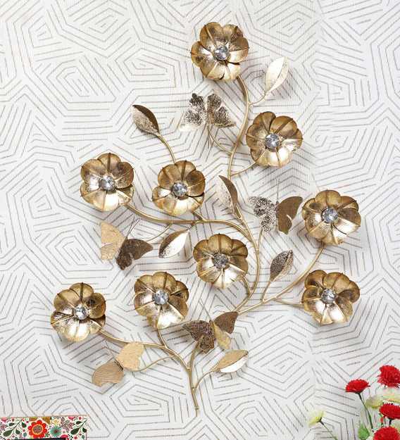 Buy Gold Metal Flower Wall Art by Global Glory Online Floral Metal
