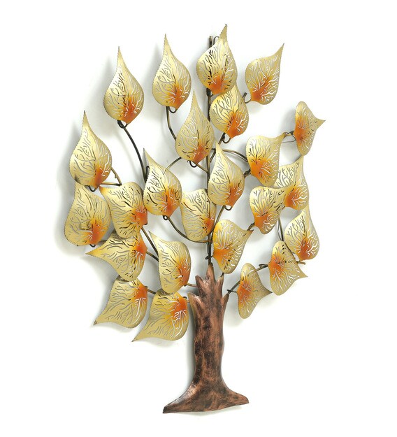 Buy Gold Metal Tree With Led Wall Art by B K Exports Online Floral