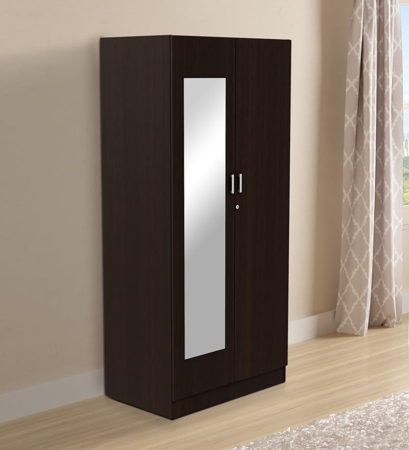 Buy Genesys 2 Door Wardrobe in Cold Rain Finish with Mirror by Godrej