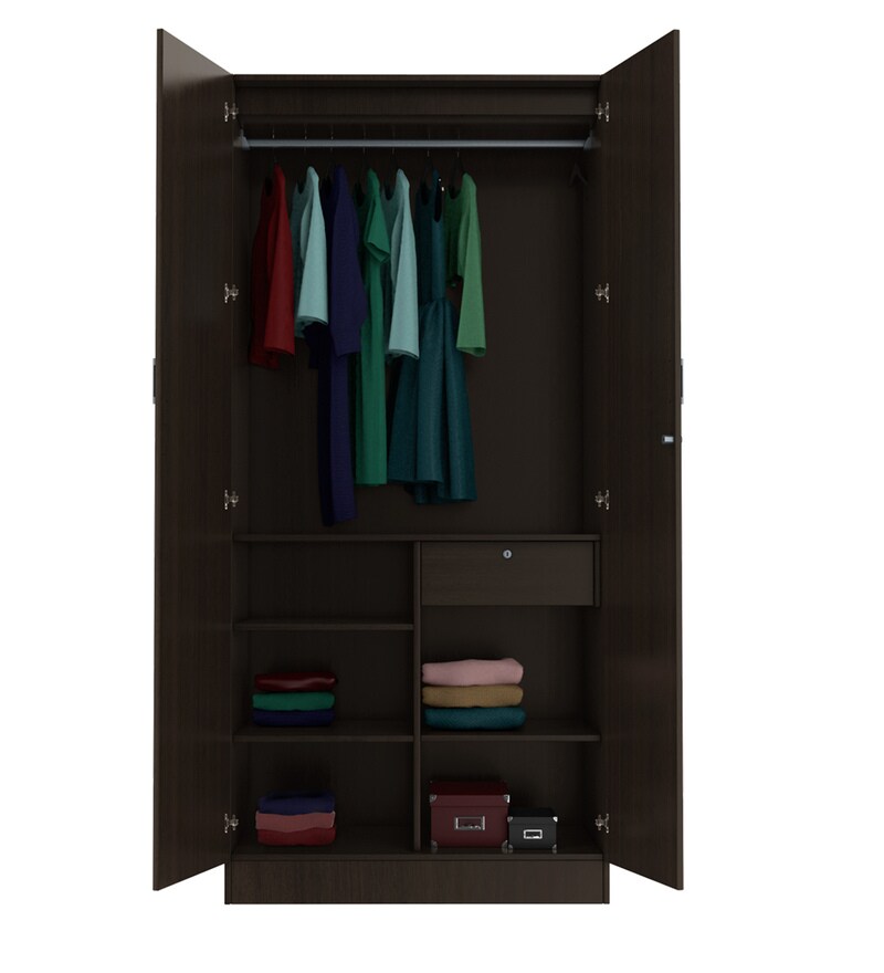 Buy Genesys 2 Door Wardrobe in Cold Rain Finish with Mirror by Godrej