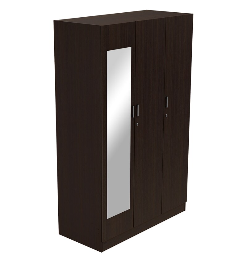 Buy Genesys 3 Door Wardrobe with Mirror in Cola Rain by Godrej Interio