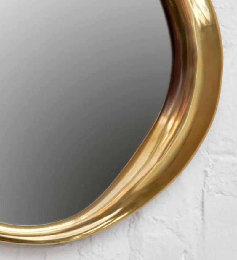 Buy Gold Abstract Moon Wall Mirror by Casagold Online Decorative