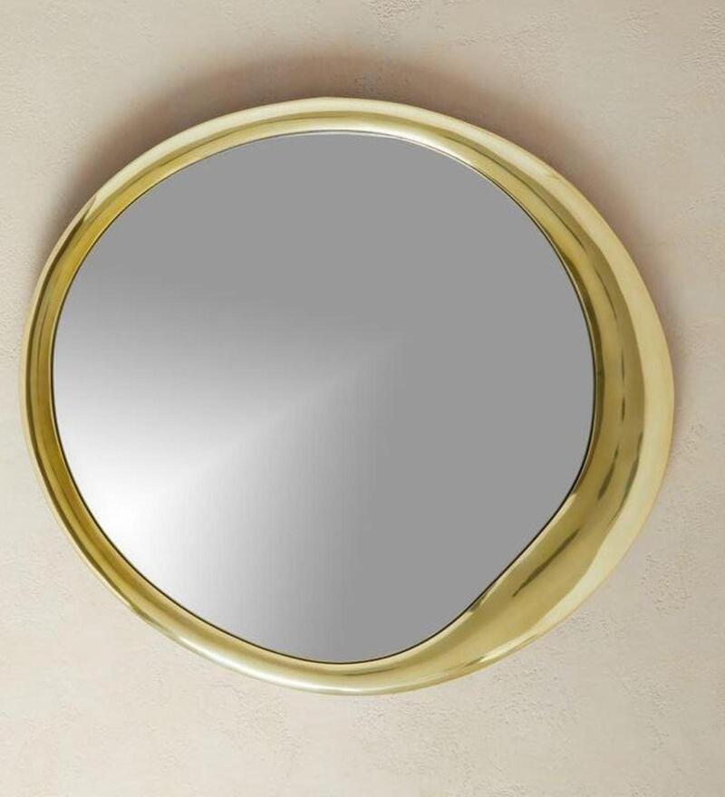 Buy Gold Abstract Moon Wall Mirror by Casagold Online Decorative