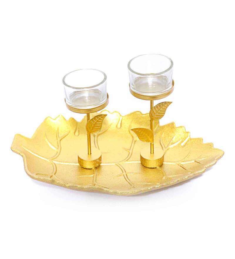 Buy Gold Acrylic Table Candle Holder by the white ink decor Online