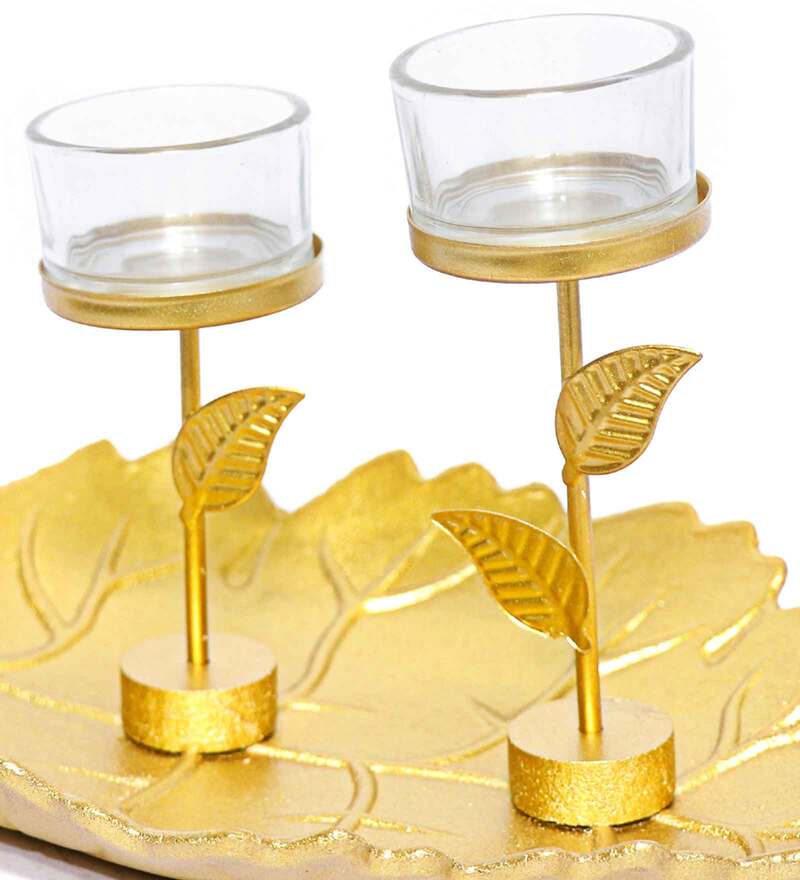 Buy Gold Acrylic Table Candle Holder by the white ink decor Online