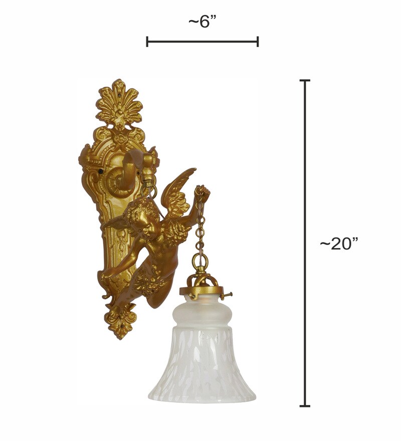 Buy Gold Aluminium and Glass Wall Light By Fos Lighting Online