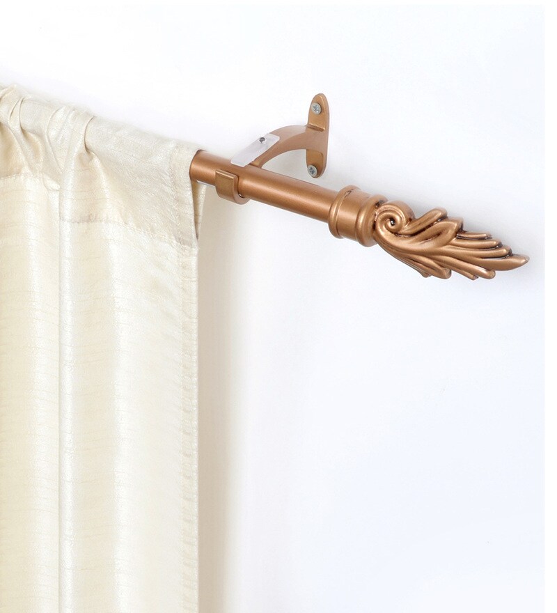 Buy Gold And Brown Iron Extendable Curtain Rod 28 To 48 Inches By