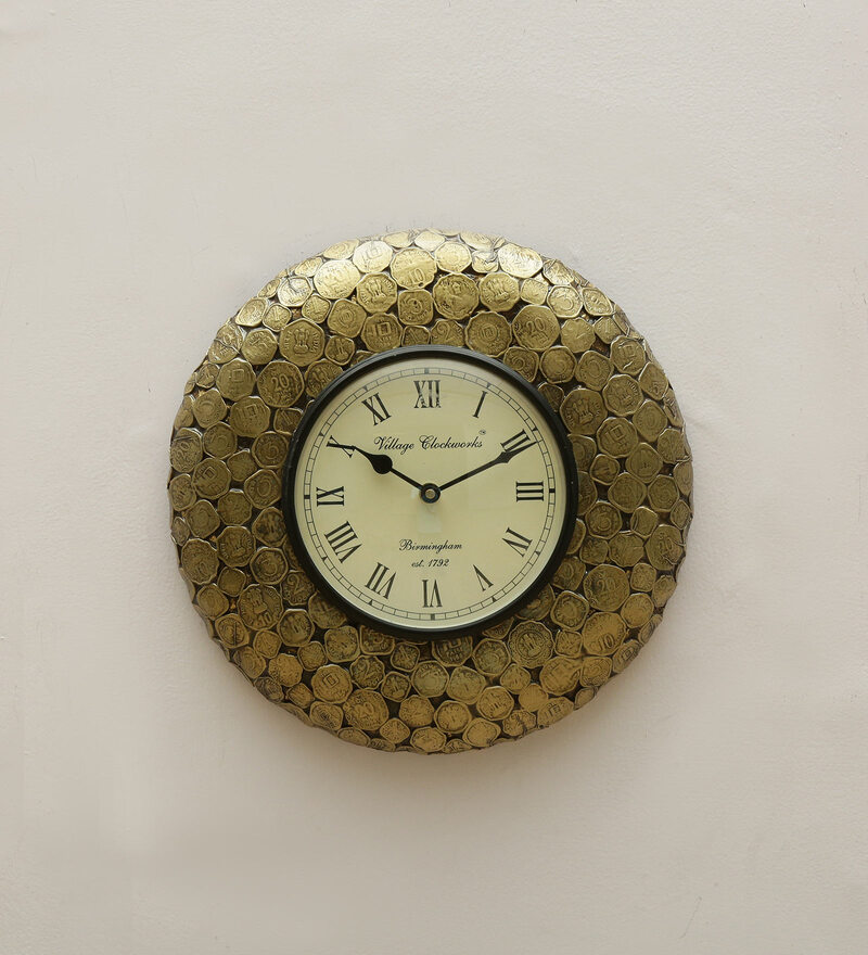 Buy Gold Brass Analog Wall Clock Online Traditional Wall Clocks