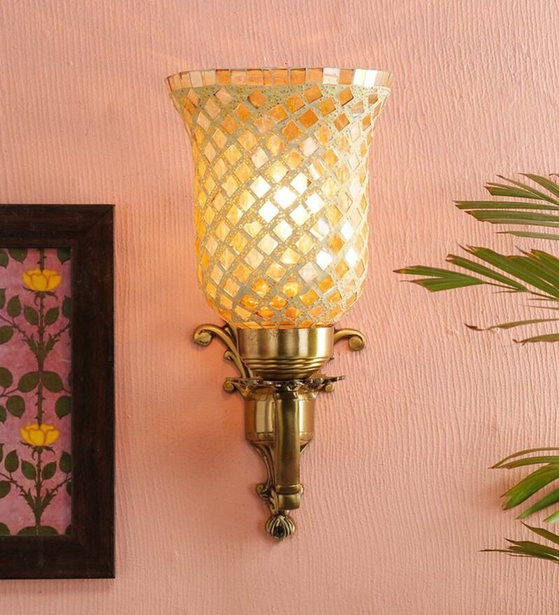 Buy Gold Brass and Glass Wall Light by ASTRAL Online Traditional Wall