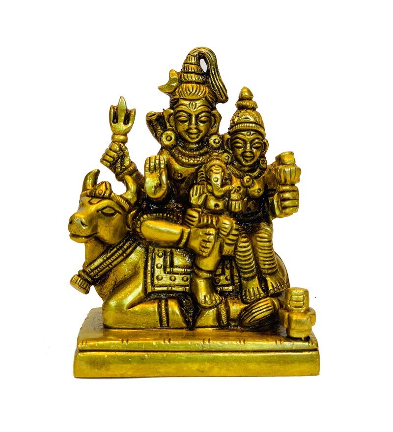 Buy Gold Brass Shiv With Family Idol by Suriti The Culture Shop Online ...