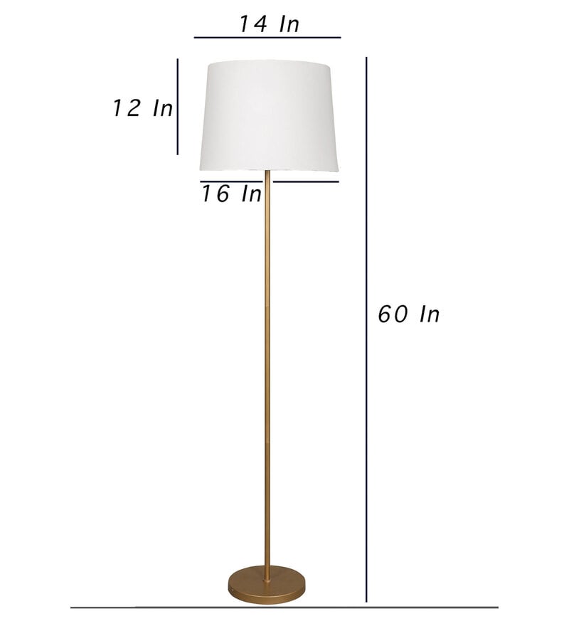 Buy Gold Color Metal Floor Lamp With White Taper Shade By Sanded Edge