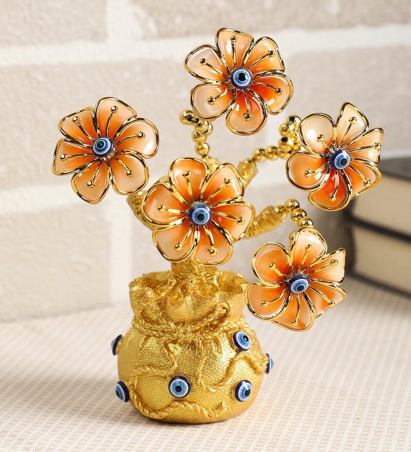 Buy Gold Evil Eye Artificial Flower Showpiece by Ethnic ...