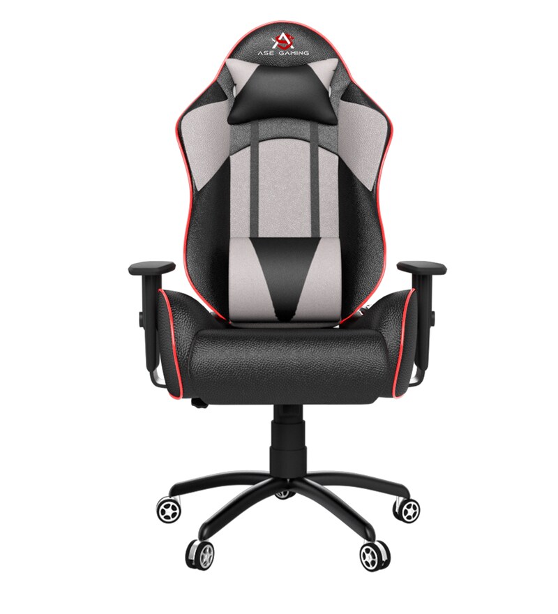 Buy Gold Leatherette Gaming Chair in Grey & Black Colour by ASE Gaming Online Gaming Chairs