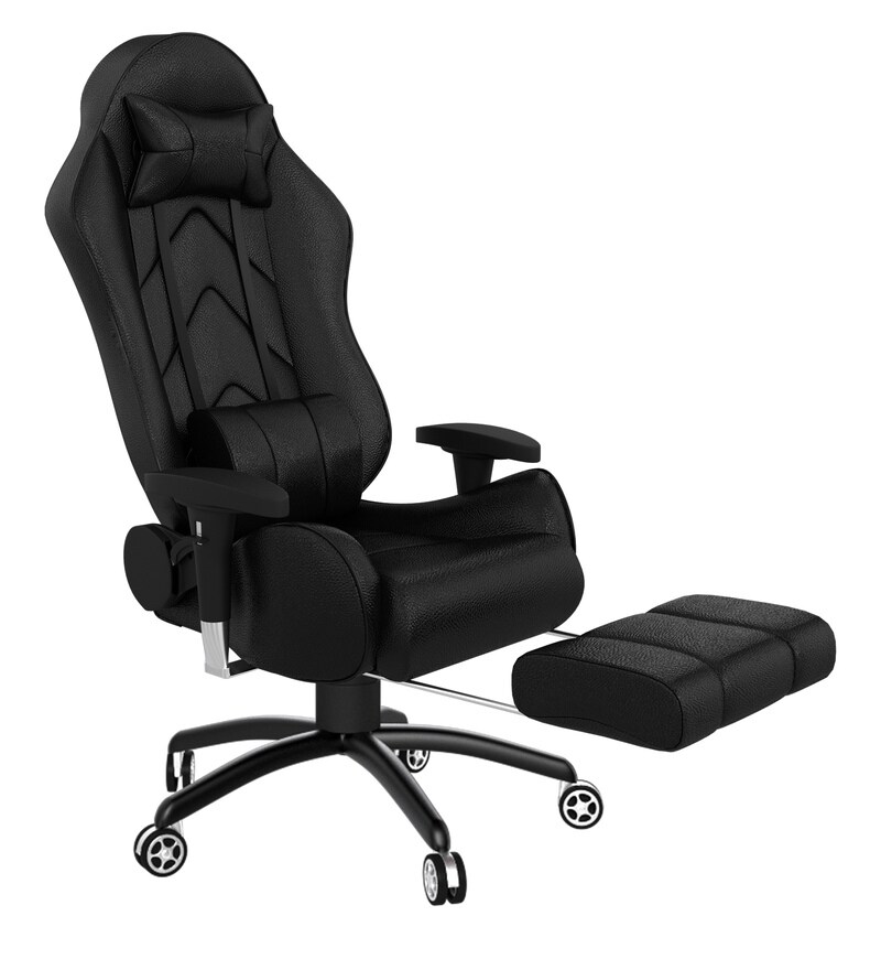 Buy Gold Gaming Chair With Footrest In Black Colour By ASE Gaming