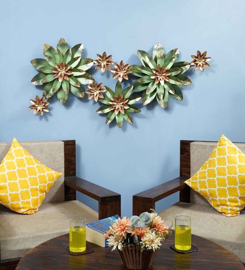 Buy Gold Iron Cactus Flower Metal Wall Art by The Shining Rays Online