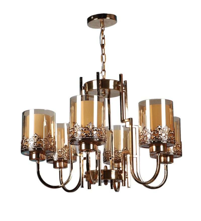 Buy Naples Gold Iron Shaded Chandelier by Eliante by Jainsons Lights ...