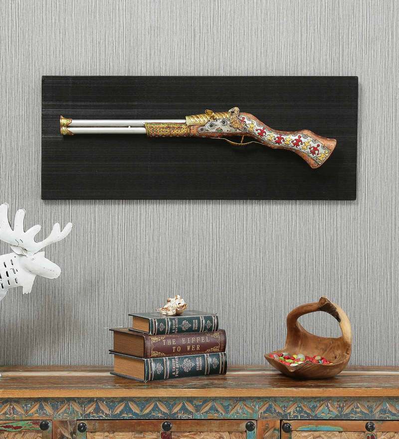 Buy Gold Metal Gun Wall Art by Malik Design Online - Abstract Metal Art ...