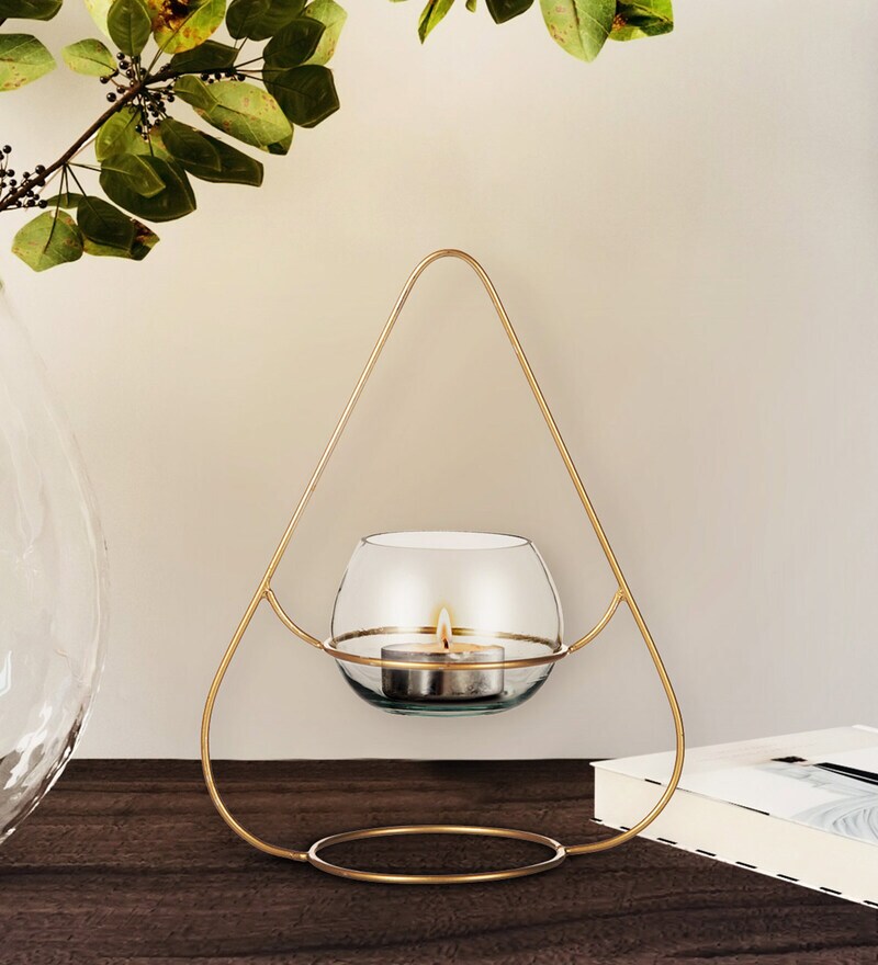 Buy Gold Iron Table Tea Light Holder By House Of Sajja Online Table