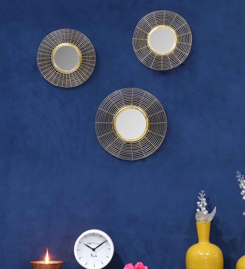 Buy Gold Metal Round Wall Art By Cocovey Online Diyas Diyas Home