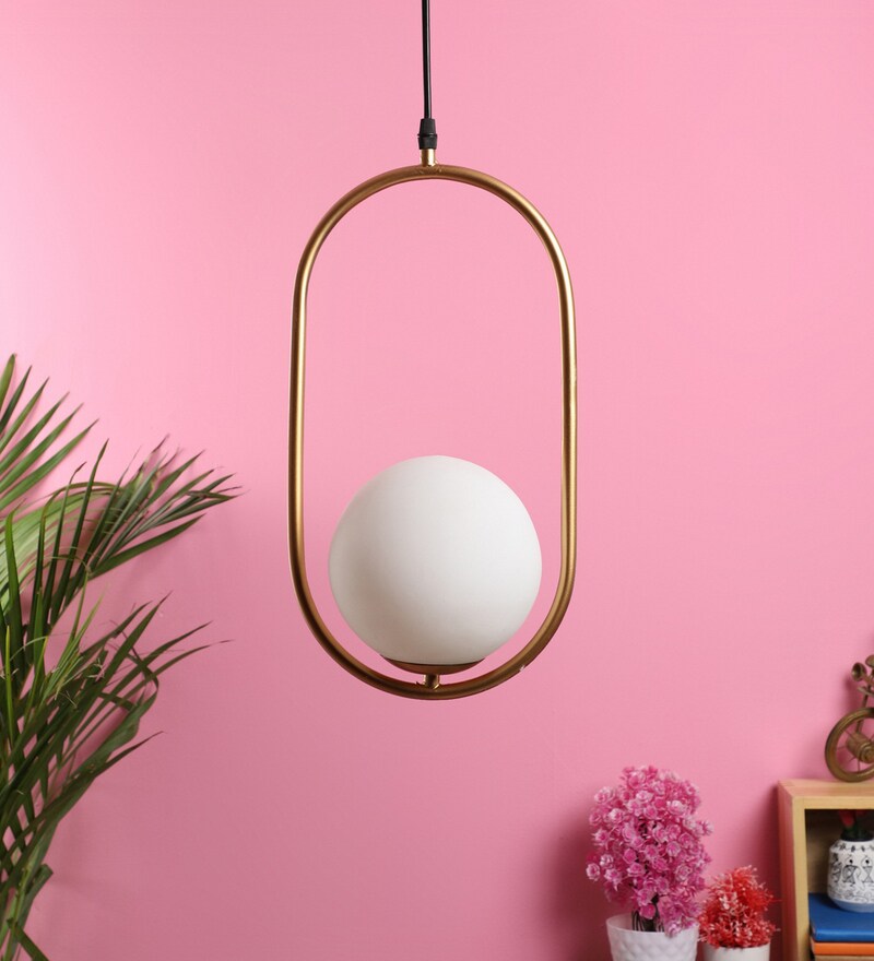Buy Gold Metal Single Hanging Light By Eliante By Jainsons Lights Online Globe Hanging Lights