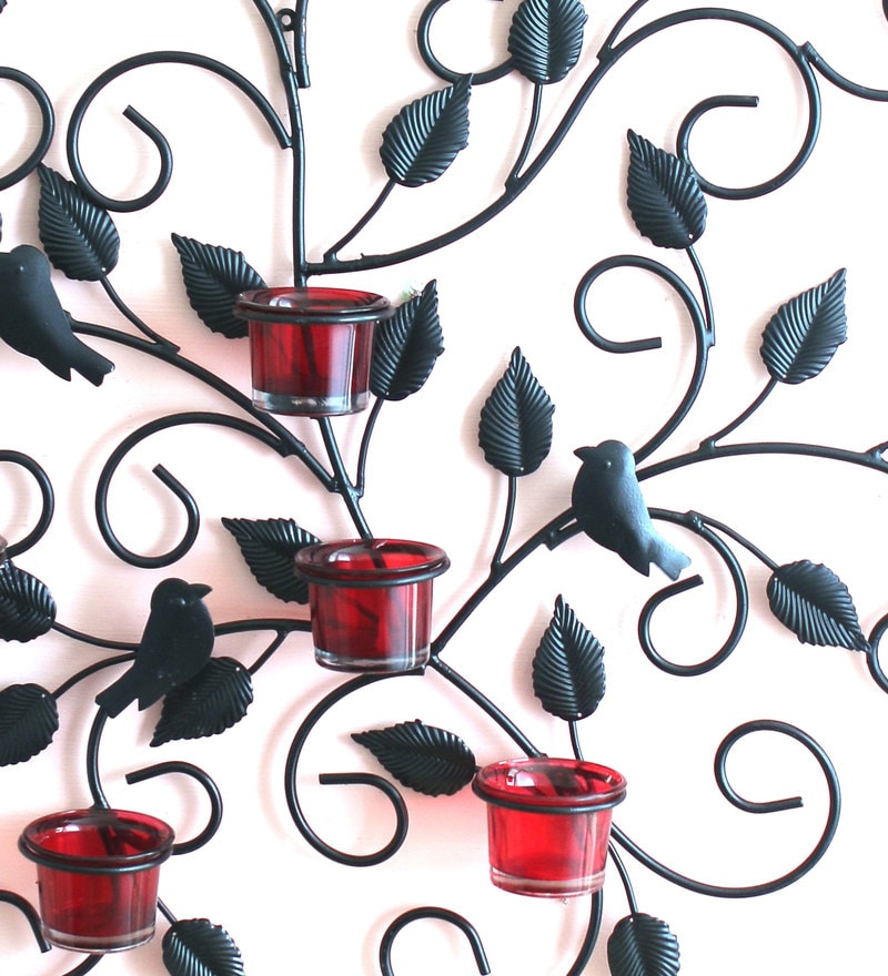 Buy Gold Metal Wall Candle Holder by Home Sparkle Online Wall Tea