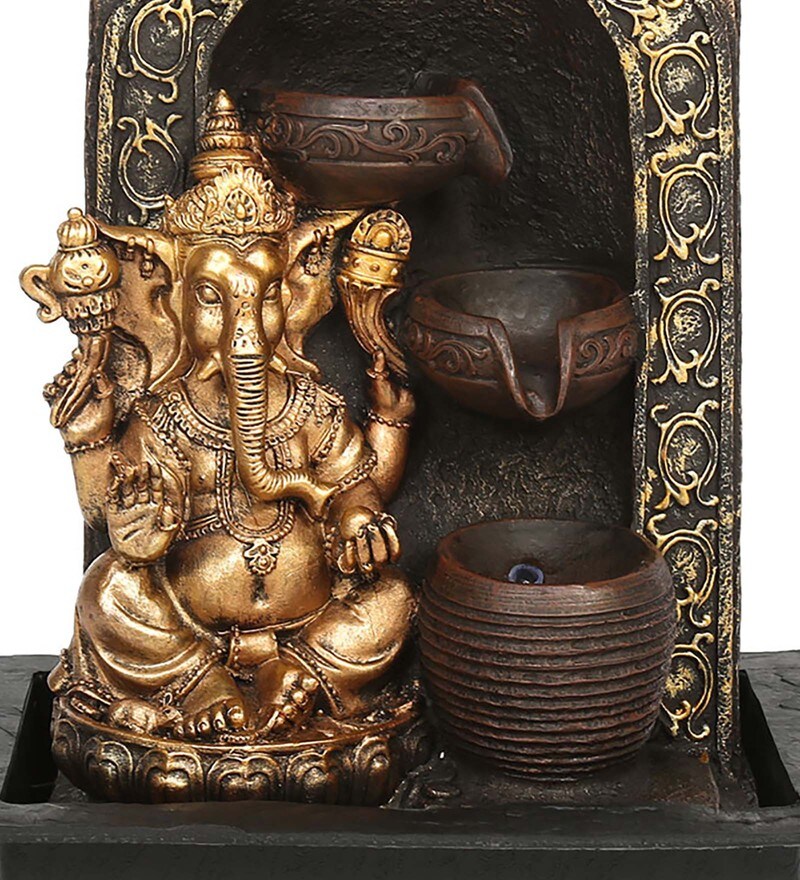 Buy Gold Polyresin Ganesha Divine Pot Indoor Water Fountain by home
