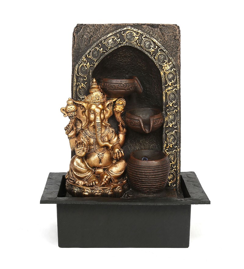 Buy Gold Polyresin Ganesha Divine Pot Indoor Water Fountain by home