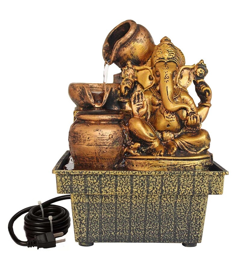 Buy Gold Polyresin Ganesha Ganpati Statue Indoor Water Fountain by Tied
