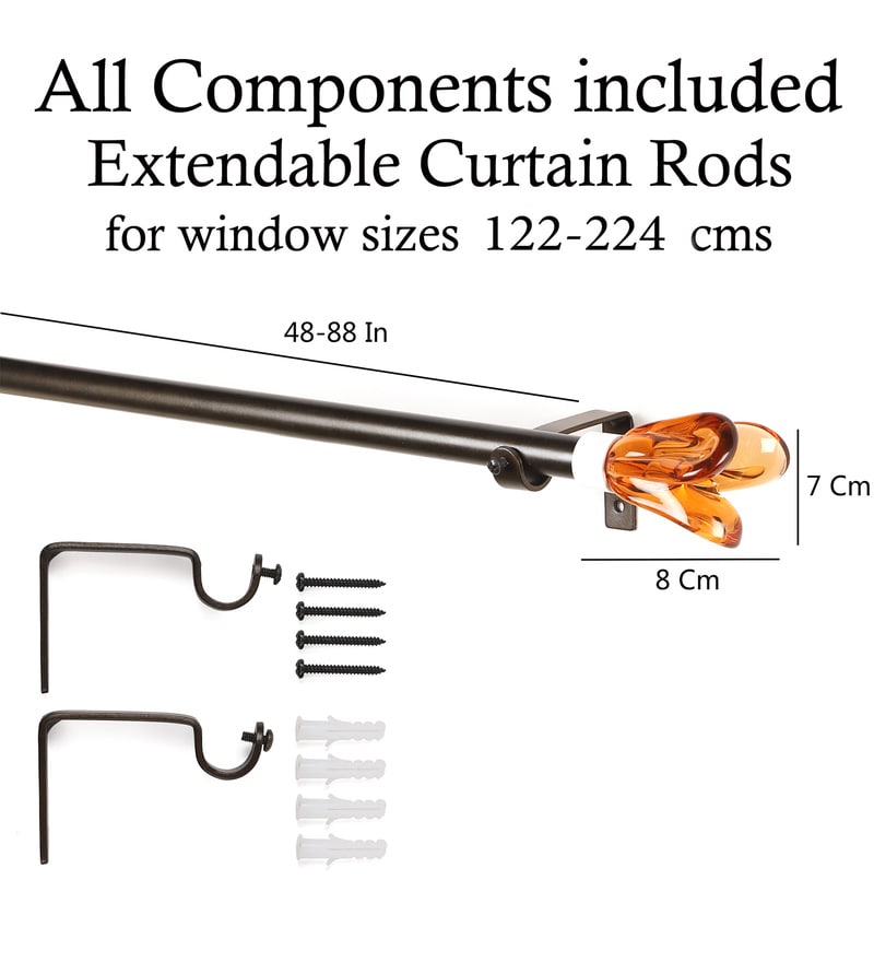 Buy Gold Powder Coated Iron Curtain Rod (48 to 88 Inches) With Bracket ...