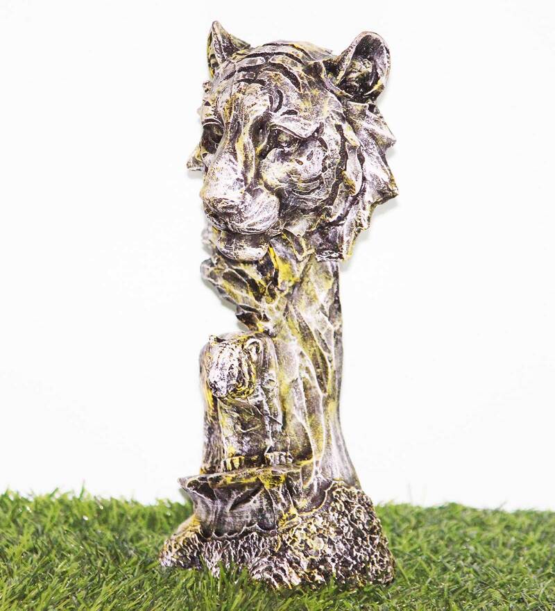 Buy Gold Resin Tiger Showpiece By Miss Peach Online Animal Figurines