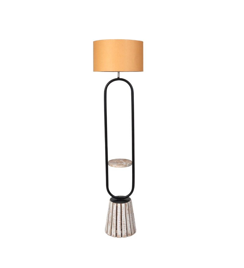 Buy Gold Shade Floor Lamp With Wood & Metal Base By The Lighting Hub