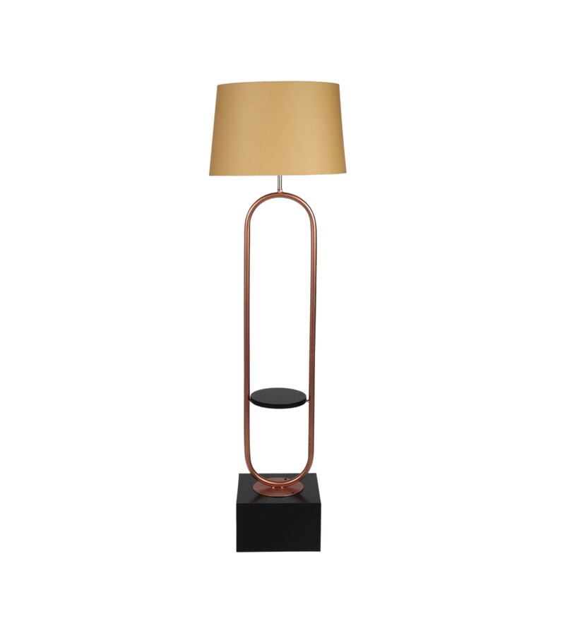 Buy Gold Shade Floor Lamp With Wood & Metal Base By The Lighting Hub