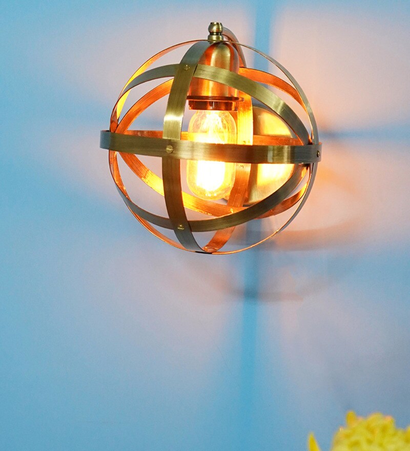 Buy Gold Steel Wall Light By Fos Lighting Online Novelty Wall Lights