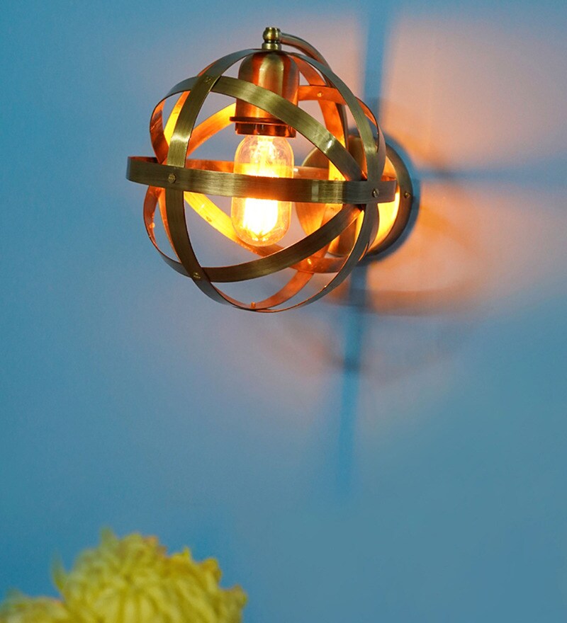 Buy Gold Steel Wall Light By Fos Lighting Online Novelty Wall Lights