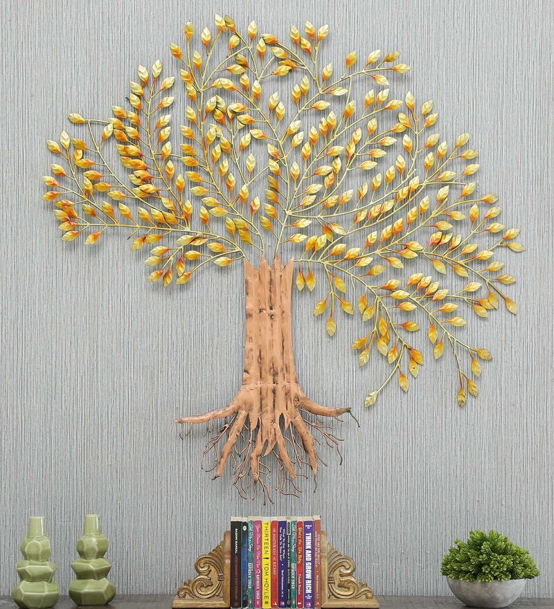 Buy Gold Metal Tree With Roots Wall Art by B K Exports Online Floral