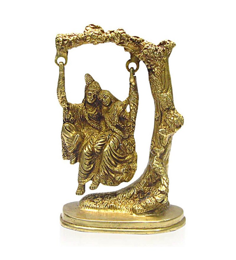 Buy Golden Brass Radha Krishna Jhula By Home Sparkle Online - Radha ...