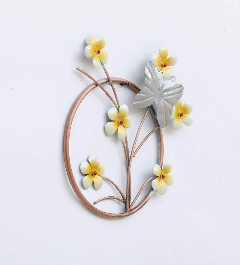 Buy Golden Iron Flower Ring Wall Art By Malik Design Online Floral Metal Art Metal Wall Art