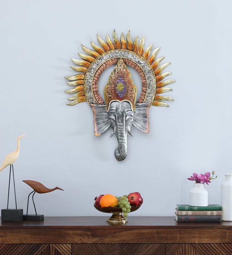 Buy Golden Iron Ganesh Wall Art By Malik Design Online Spiritual