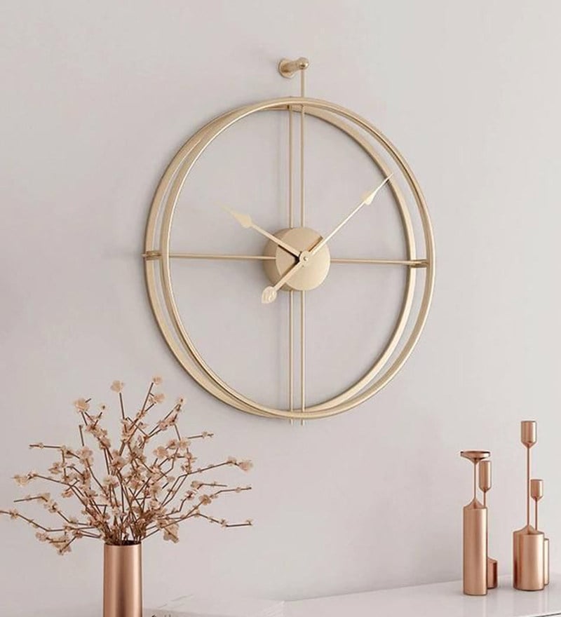 Buy Golden Metal Analog Clock Craftter Online Modern Wall Clocks