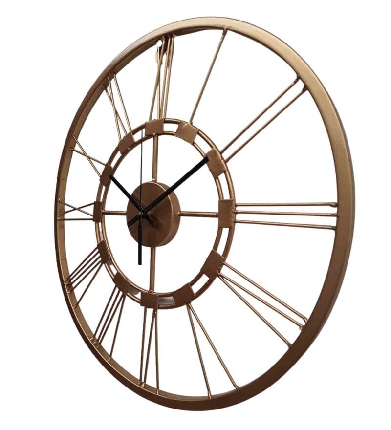 Buy Golden Metal Analog Wall Clock By Astro Home Decor Online Modern