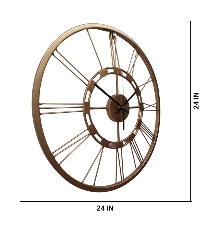 Buy Golden Metal Analog Wall Clock By Astro Home Decor Online Modern