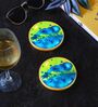 Multicolour (4 x 4 Inches) Marble (Set of 2) Coasters