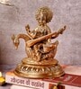 Goddess Saraswati Sitting On Hans Brass Religious Idol