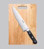 Godrej Cartini Black & Brown Stainless Steel Professional Chef Knife with Rubberwood Chopping Board