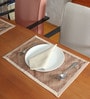 Gold & Beige Floral Brocade (Set of 6) Placemat With Napkins