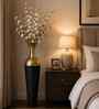 Gold & Black Metal Hammered Vase, Bottle Shape Flower Vase for HomeDecor